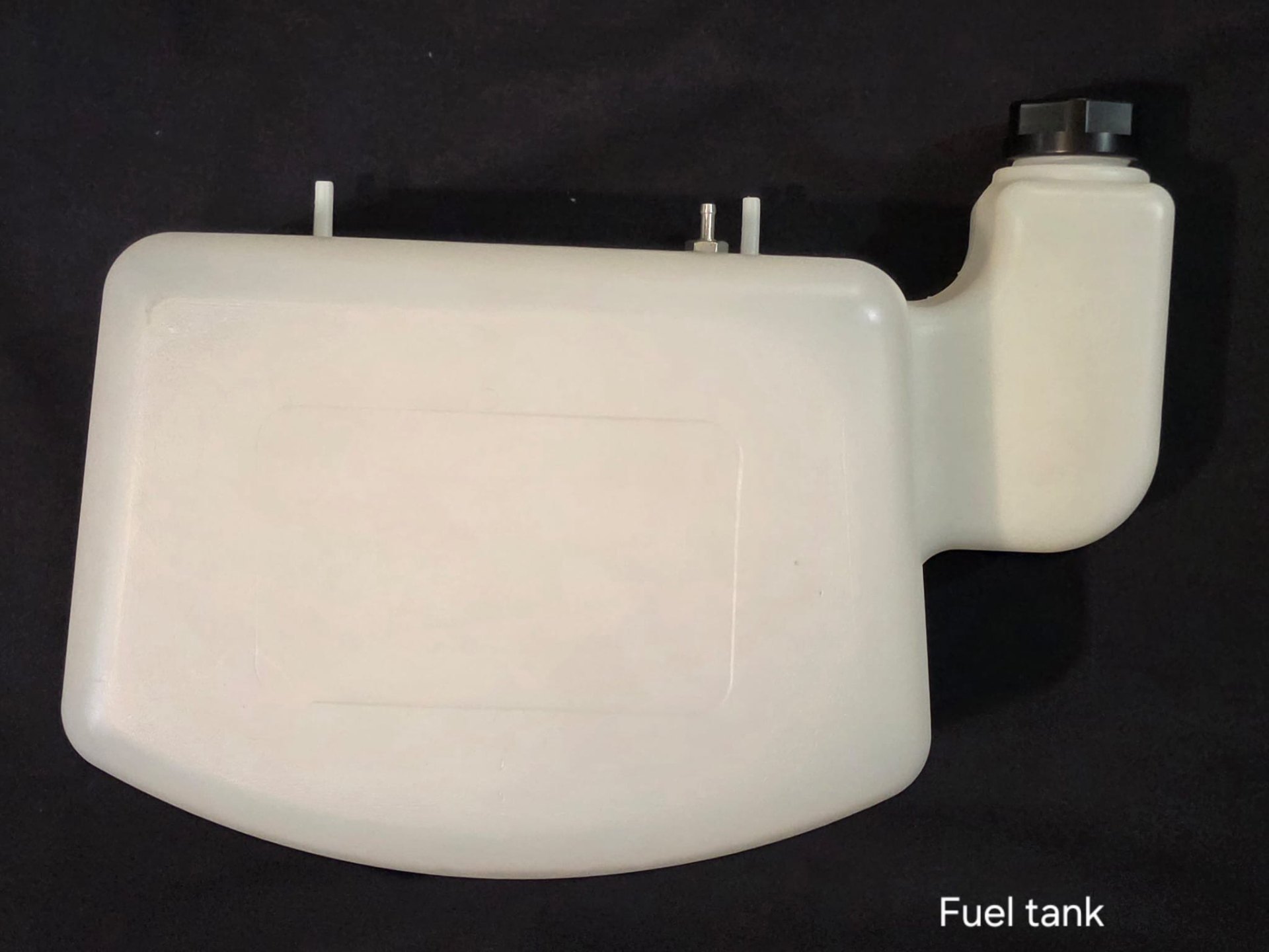 HE Paramotors molded polyethylene fuel tank with locking cap and fuel line fittings