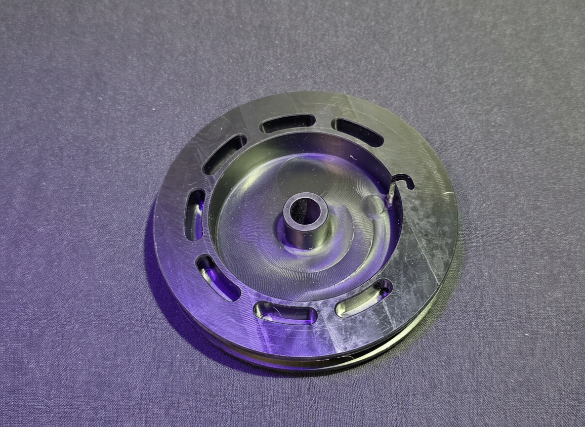 Machined black anodized rope pulley and big spring housing for HE Paramotors flash starter