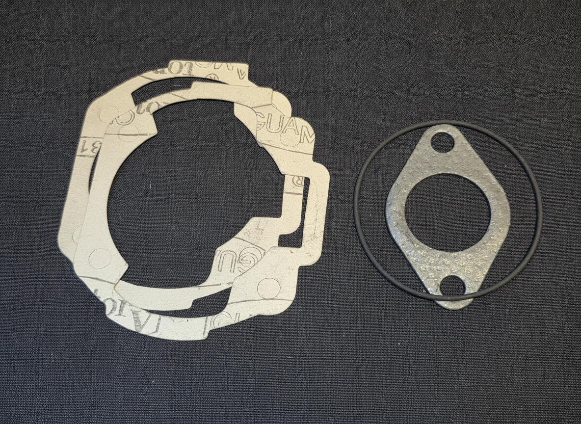MV1 and RS 185 top-end gasket kit with cylinder base gasket, exhaust gasket and head O-ring