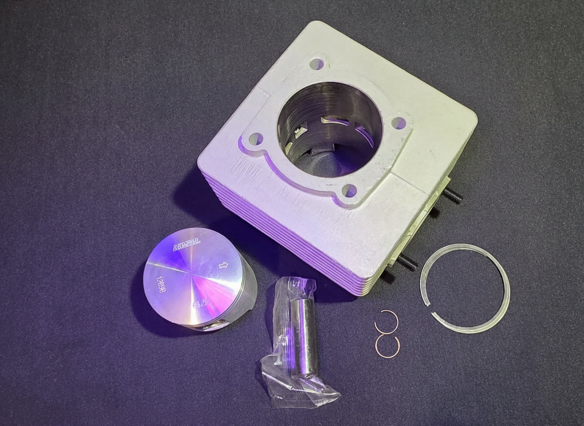 Airsal cylinder and piston kit for HE Paramotors RS 185 and MV1 engines with piston, rings, wrist pin and circlips