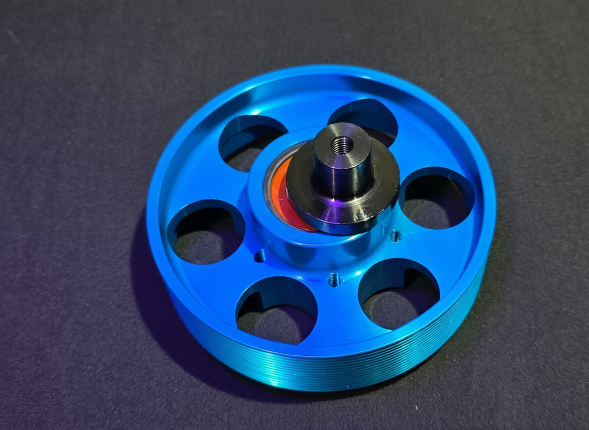 Anodized blue big pulley front face for HE Paramotors RS 185, RS 206, MV1 and MV2 engines