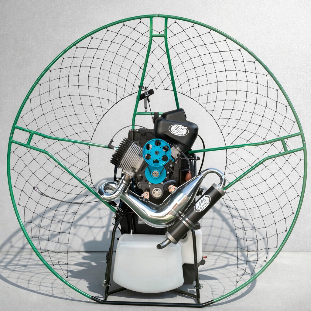 Daytona MV2 paramotor with Helix propeller on sandy ridge