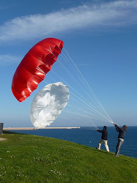 SOS Ultralight reserve parachute for V-style paramotor harness — low-volume emergency chute