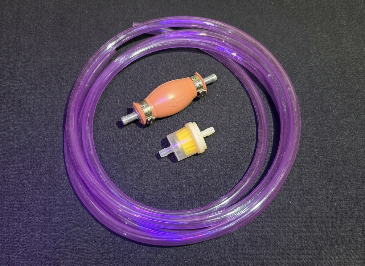 Fuel system kit with clear fuel hose, primer bulb and inline fuel filter for HE Paramotors engines